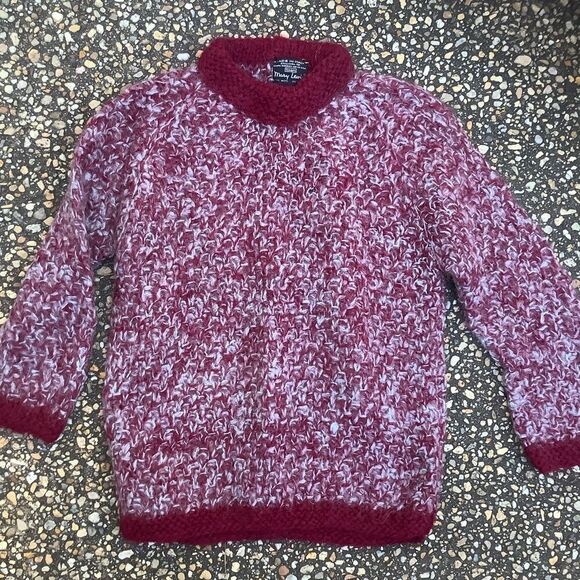 Vintage Italy hand knit fuzzy mohair sweater 1970s 1980s size 36 unisex - Picture 1 of 5